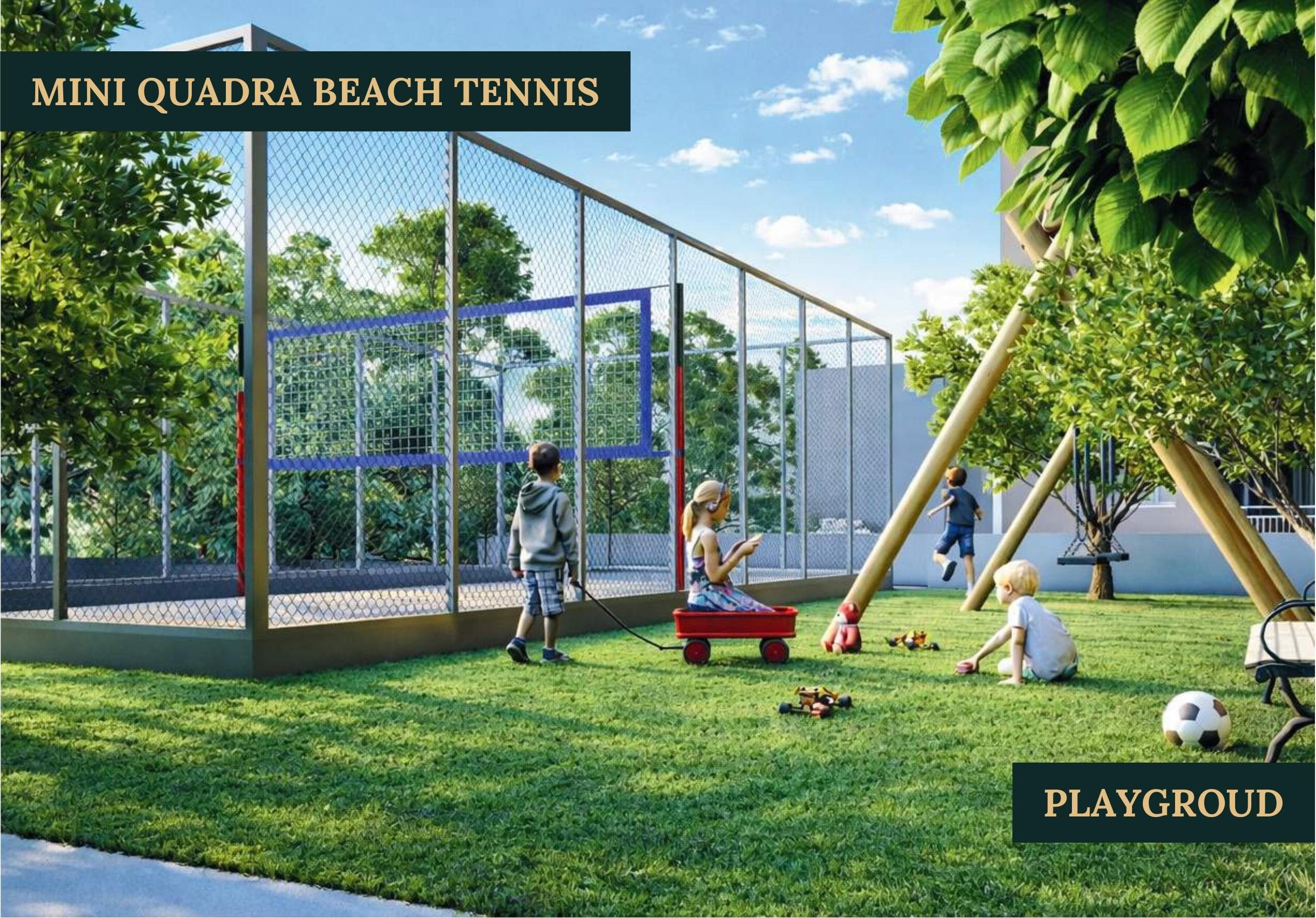 Playground e mini quadra de beach tennis
